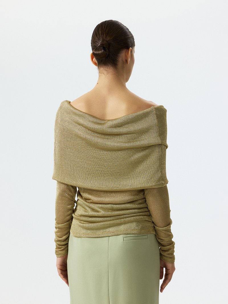 Сетчатый джемпер с открытыми плечами