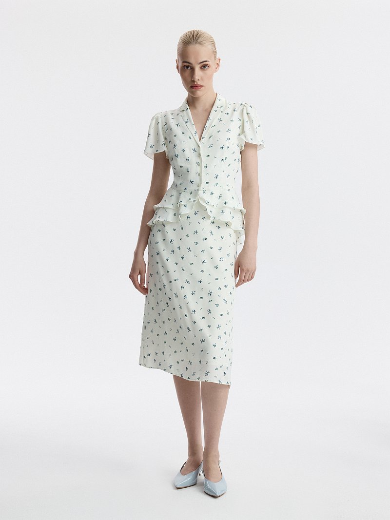 Атласная блуза в цветочек (Р158)