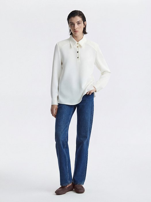 Атласная блуза-поло (Р158): фото №3