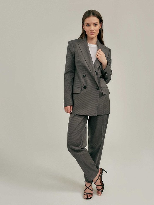 Двубортный жакет в гусиную лапку: фото №2