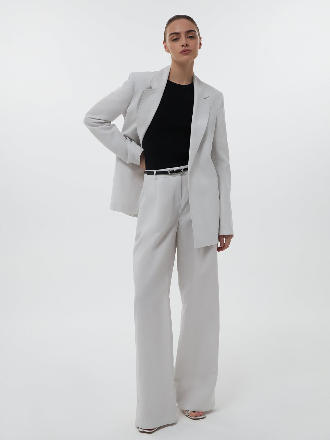 Жакет из смесового льна с поясом: фото №1