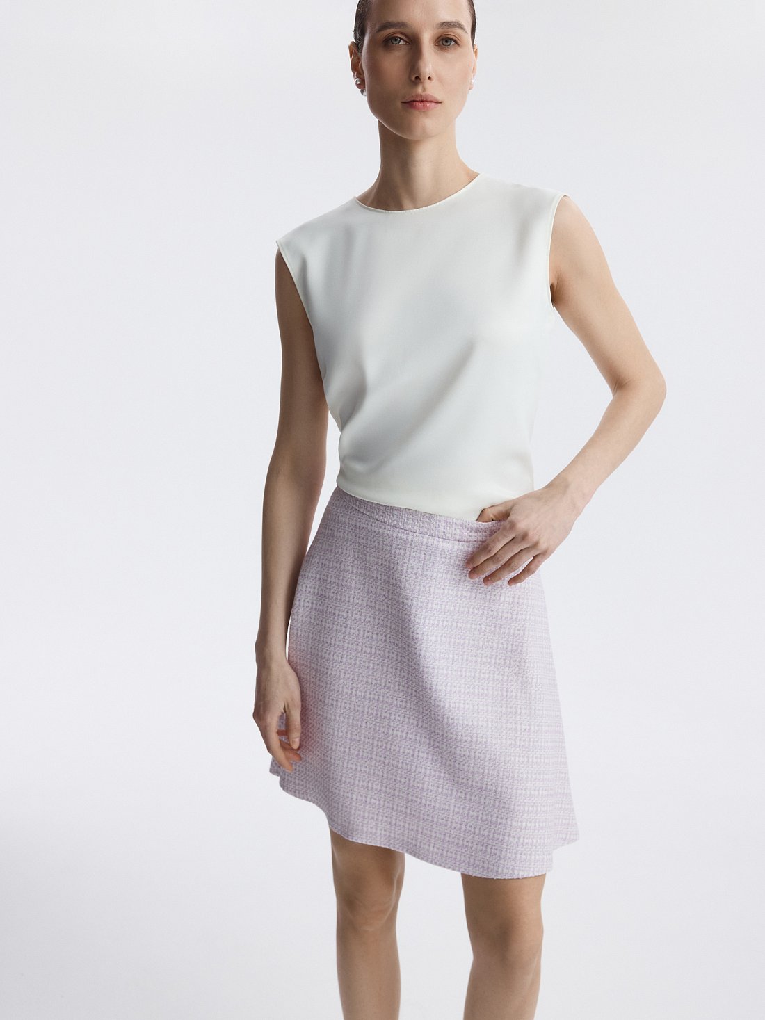 Расклешенная юбка из твида: фото №1