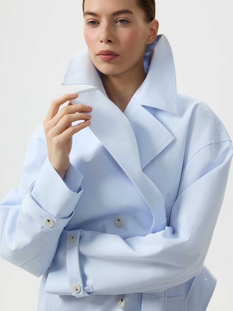 Двубортный тренч из хлопка