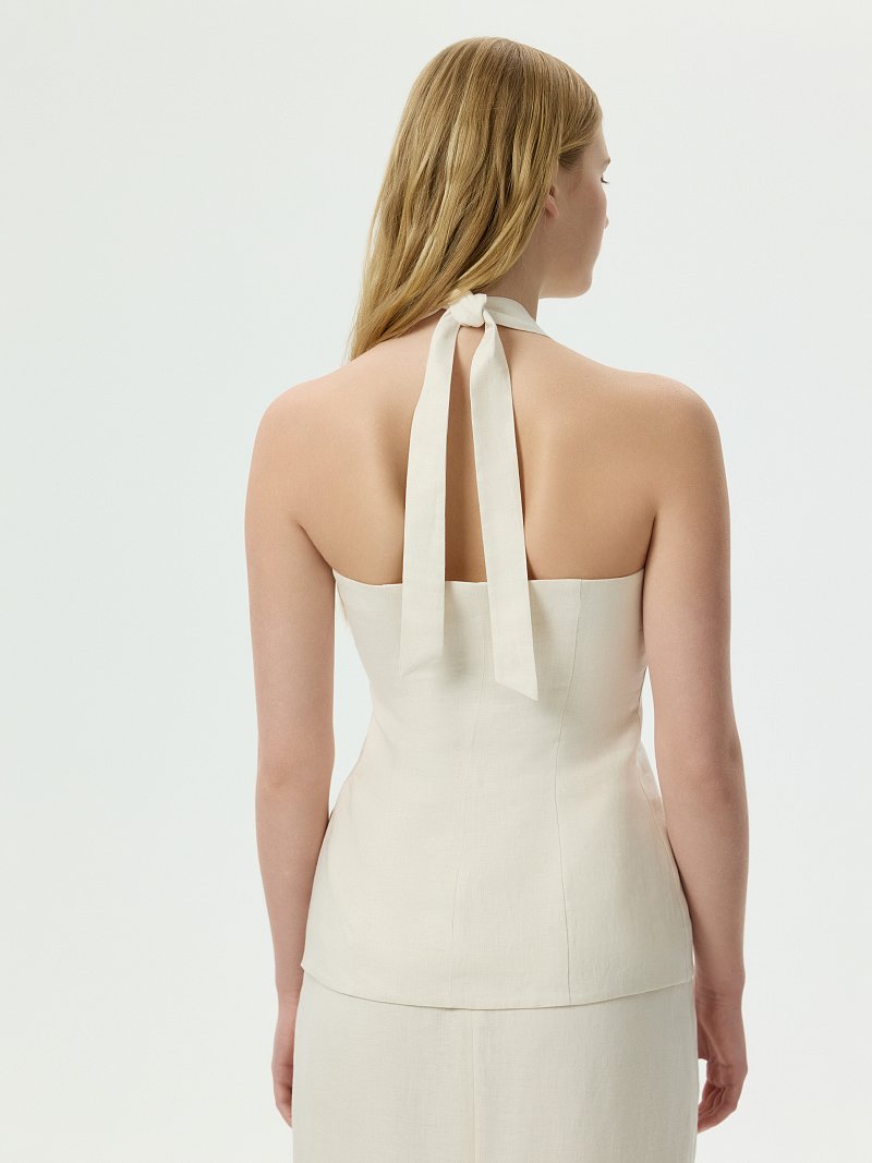 Топ-халтер из 100% льна