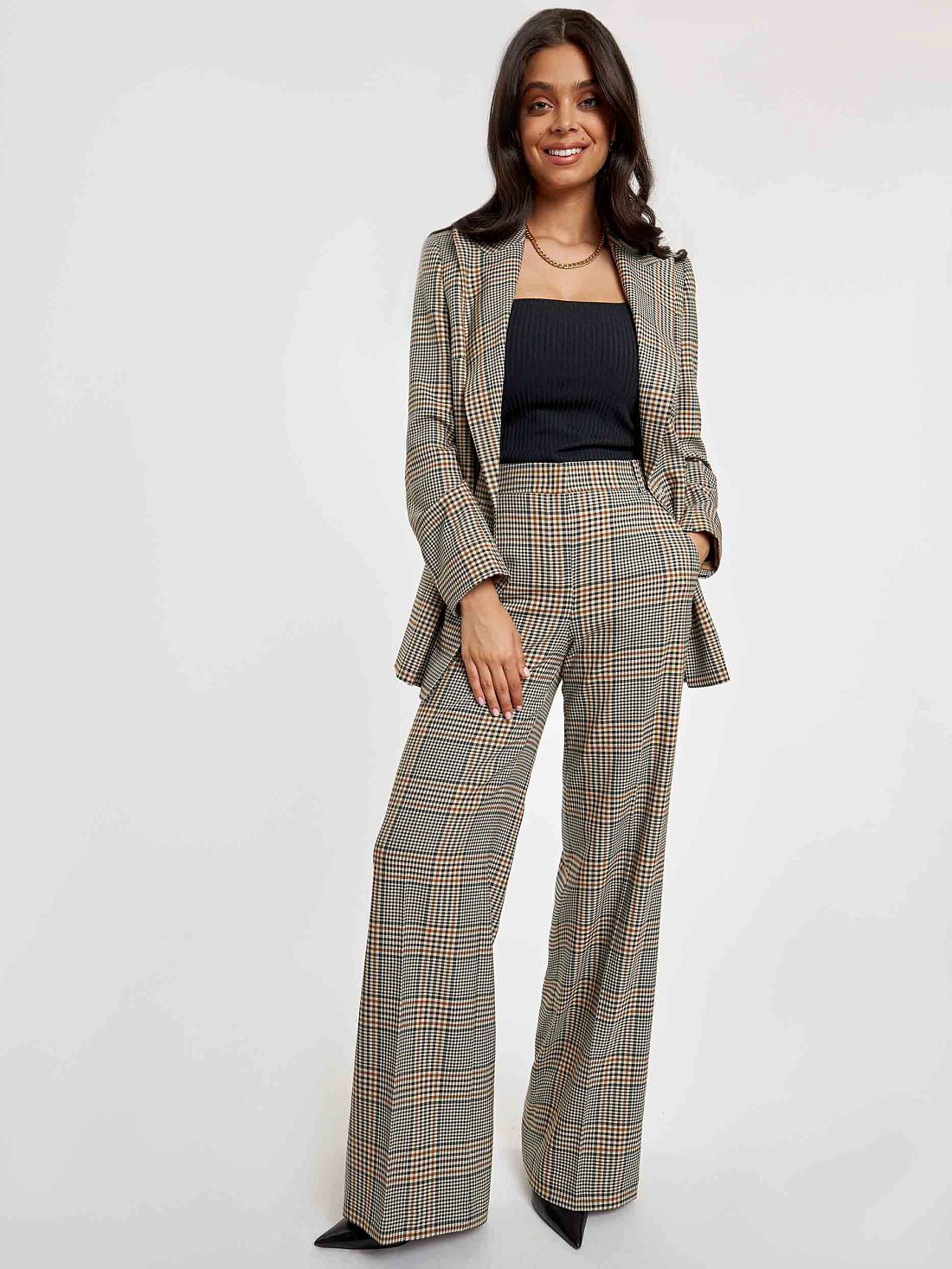 Широкие брюки в клетку: фото №1