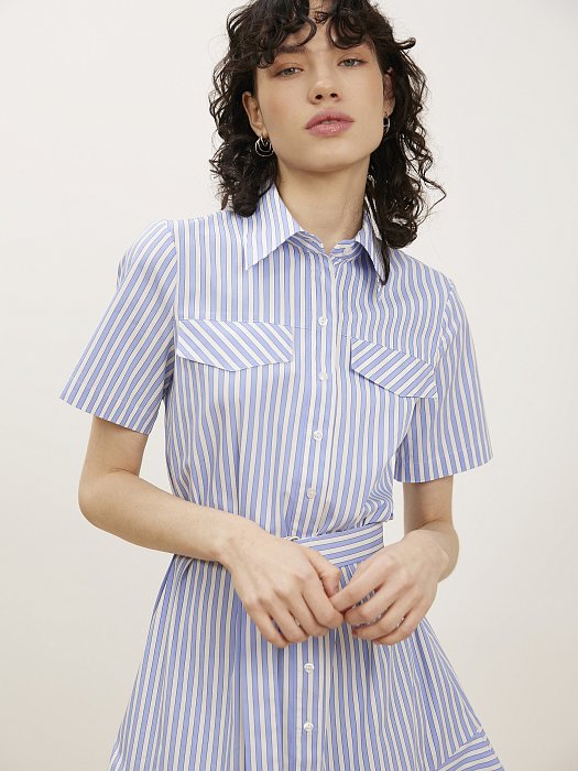 Платье-рубашка в полоску: фото №5