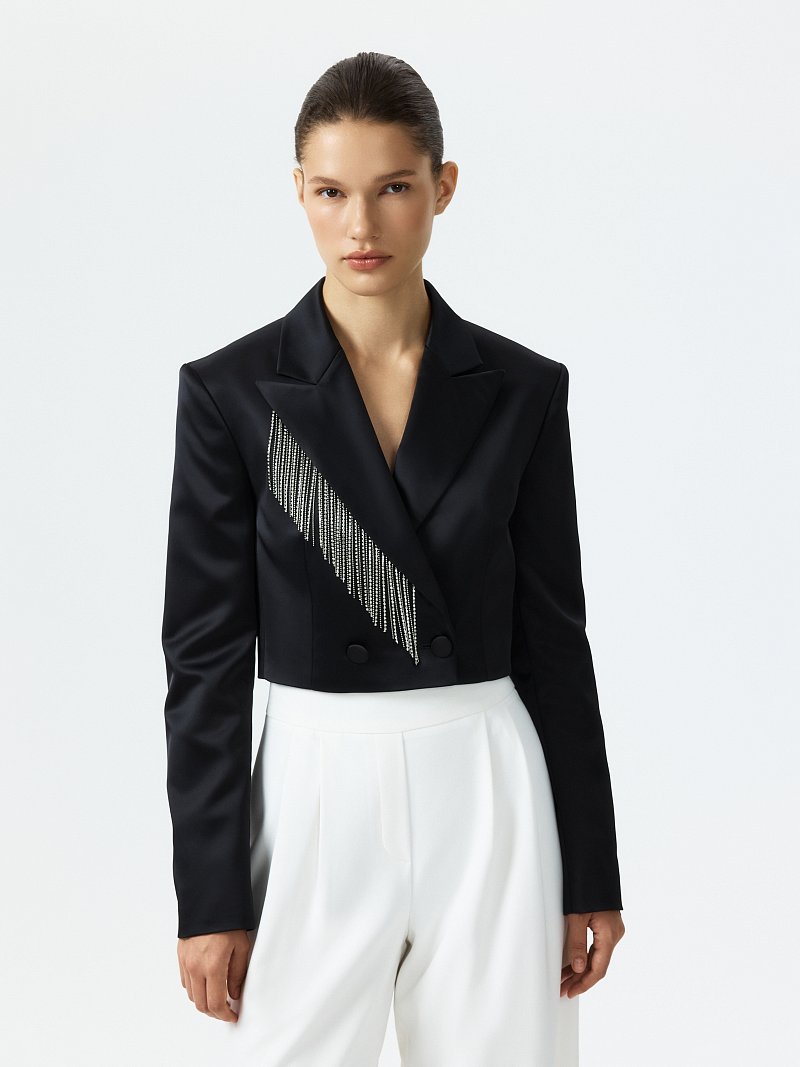 Атласный жакет со съемными стразами