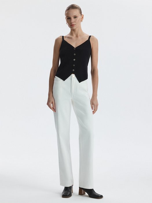 Вязаный топ на бретелях: фото №3