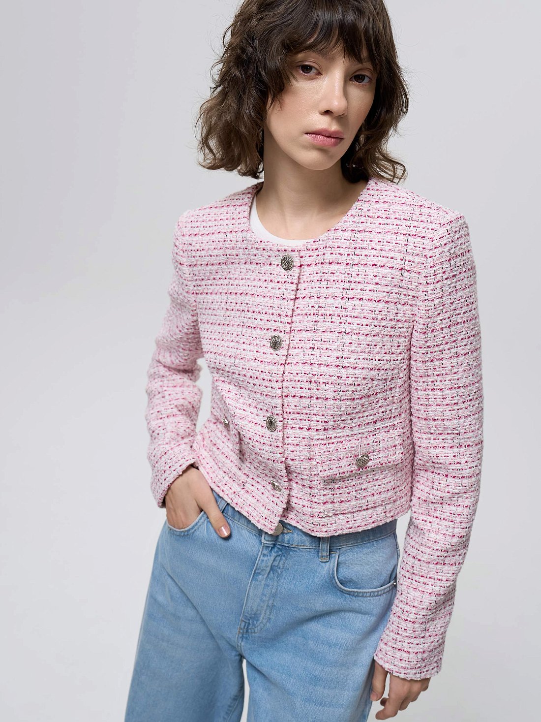 Твидовый жакет укороченного кроя: фото №1