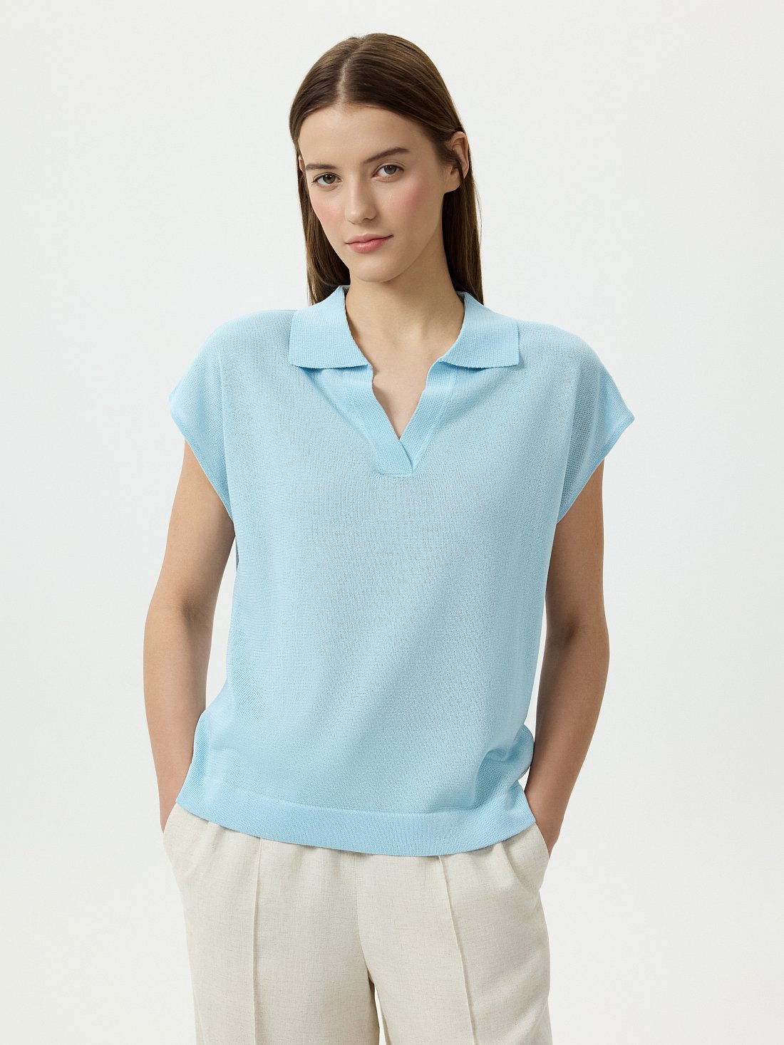 Вязаное поло из вискозы: фото №1