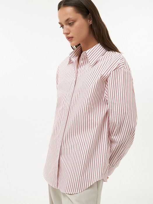 Полосатая рубашка с потайной застежкой: фото №4