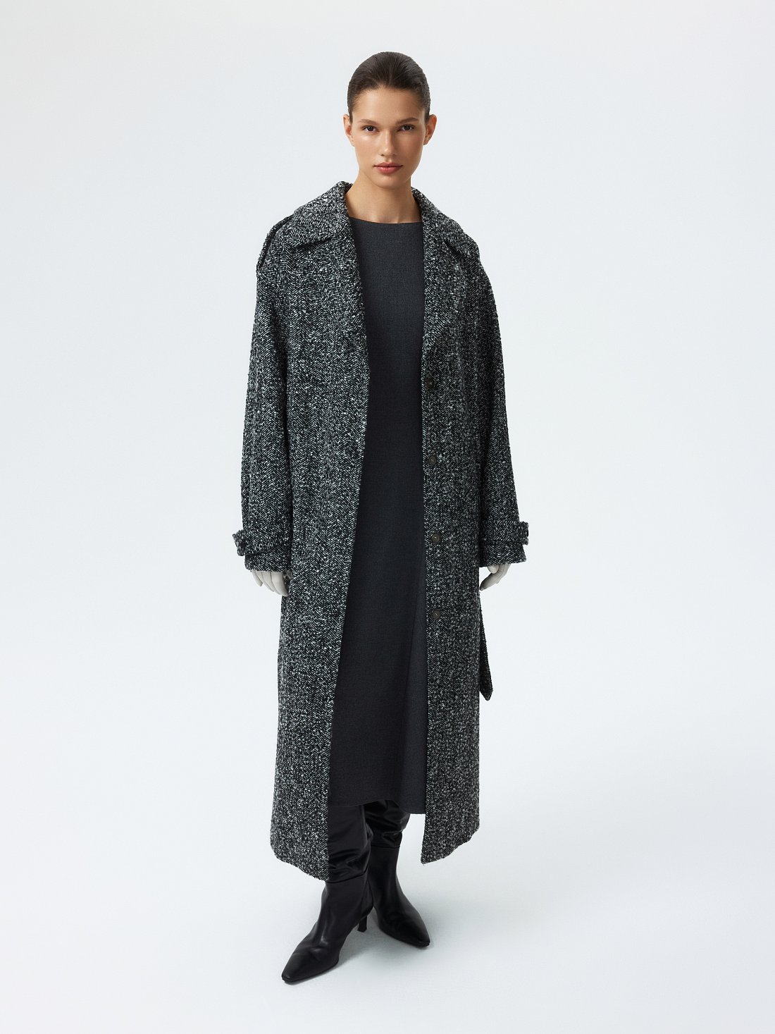 Пальто с шерстью «в елочку»: фото №1