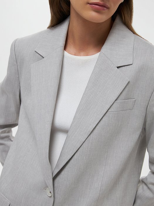 Льняной жакет прямого кроя: фото №3