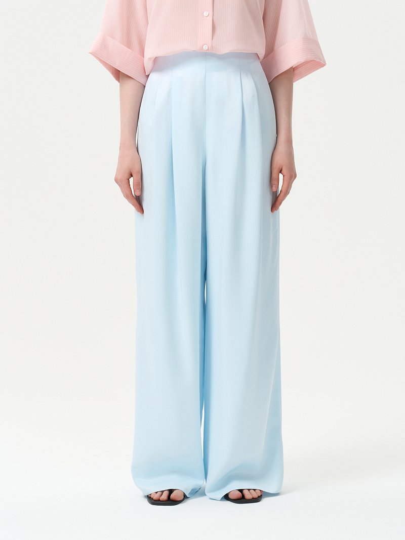 Атласные брюки-палаццо