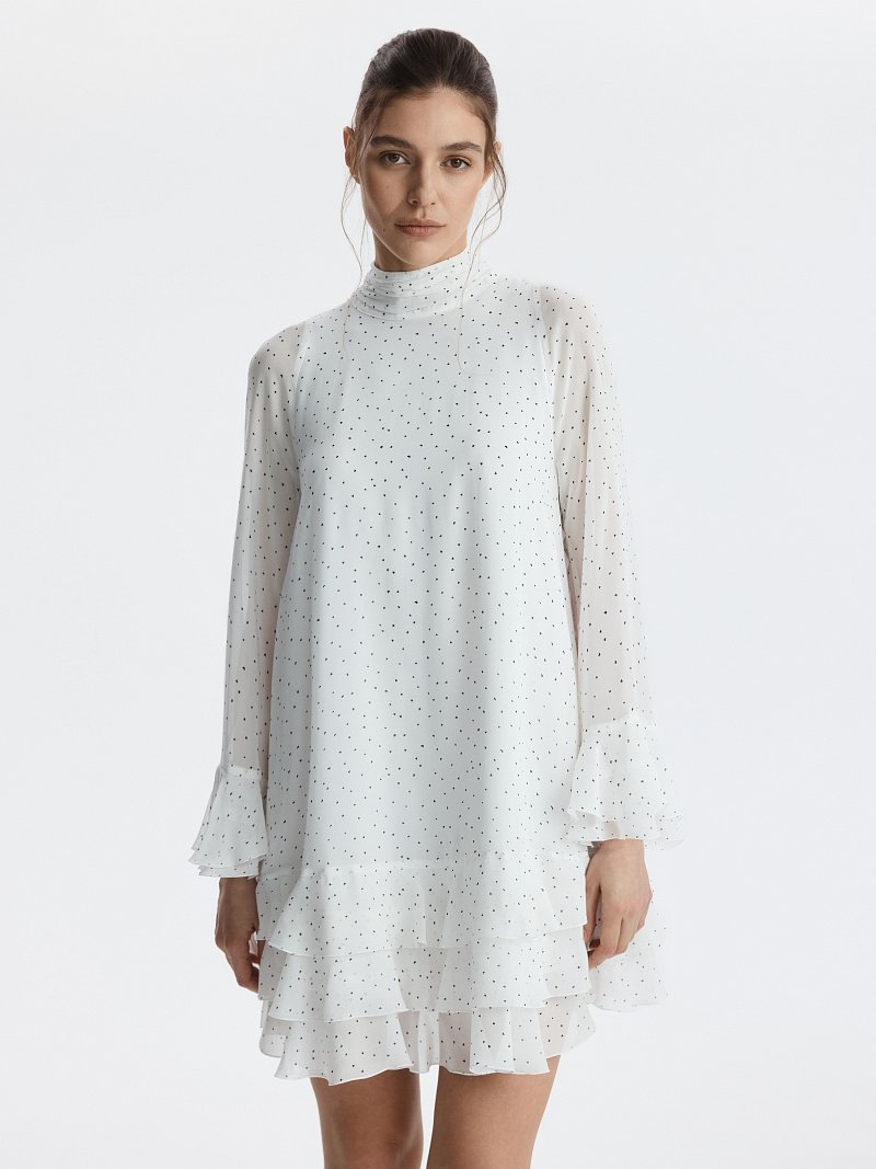 Шифоновое платье с воланами (Р158)