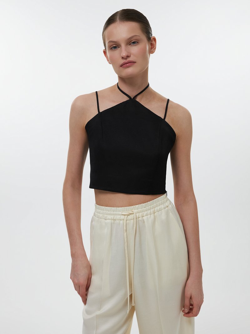 Укороченный топ со льном