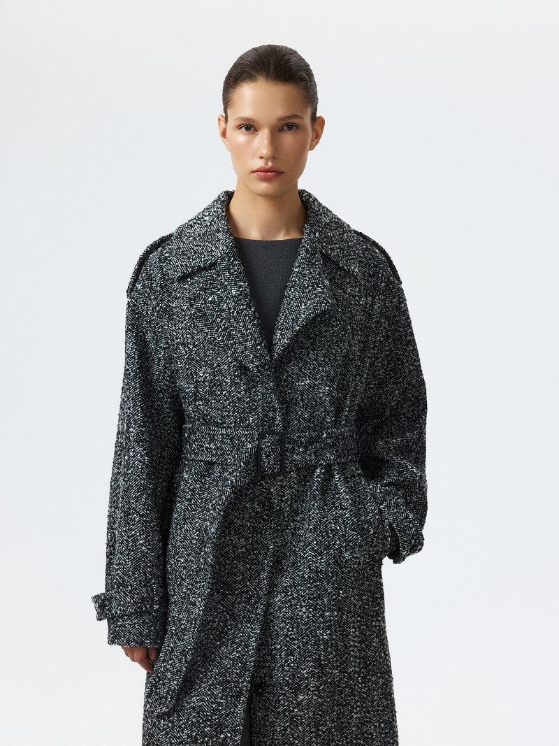 Пальто с шерстью «в елочку»