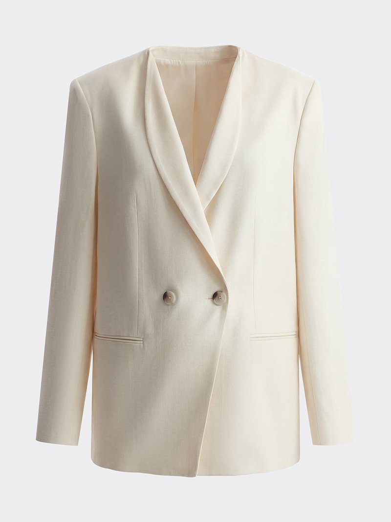 Двубортный жакет из тенселя и льна