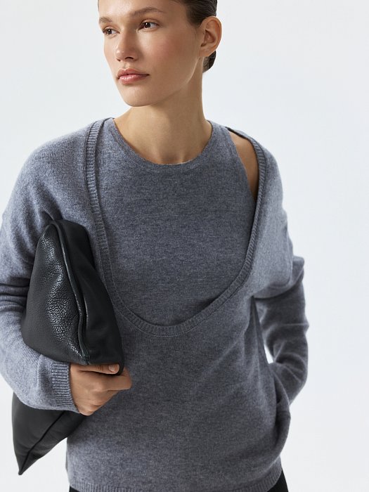 Шерстяной джемпер с вырезом: фото №2