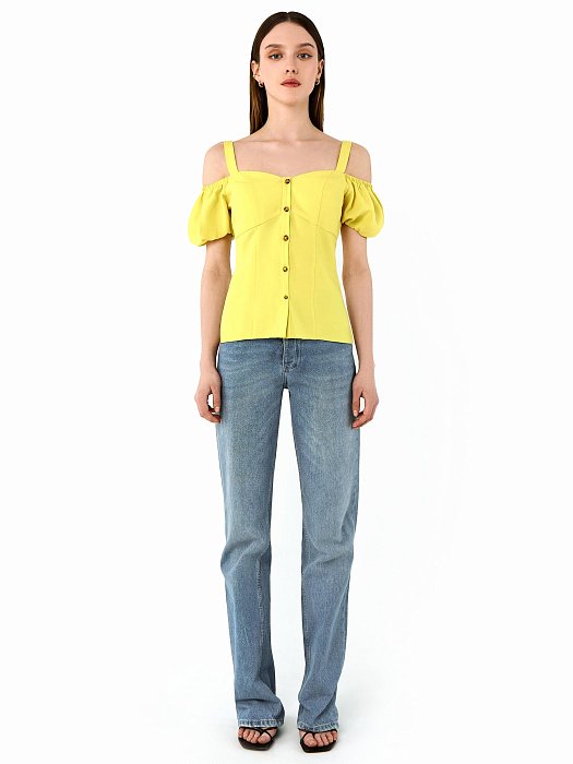 Блуза с рукавами-фонариками и рельефами: фото №3