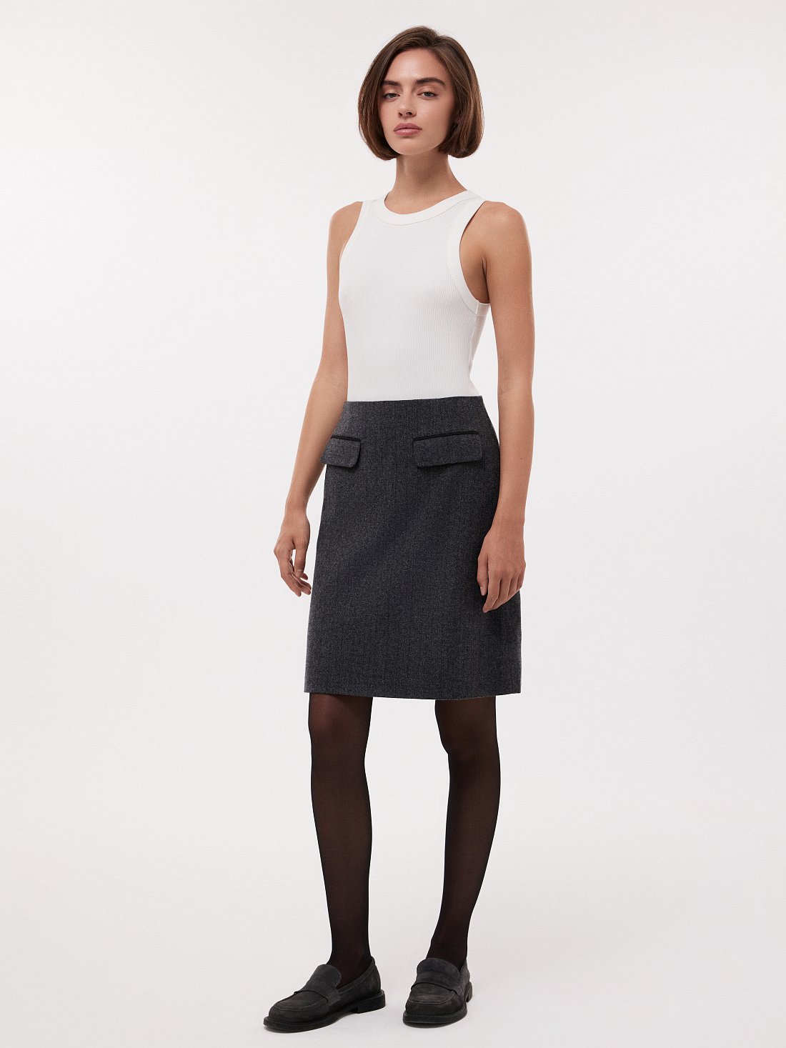 Юбка-трапеция из шерстяного твида: фото №1