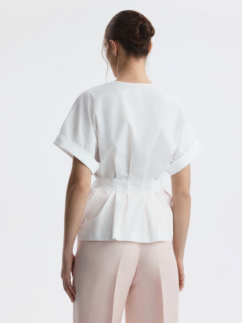 Блуза из хлопка с поясом