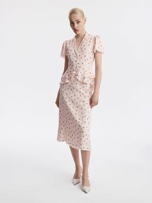 Атласная блуза в цветочек (Р158): фото №5