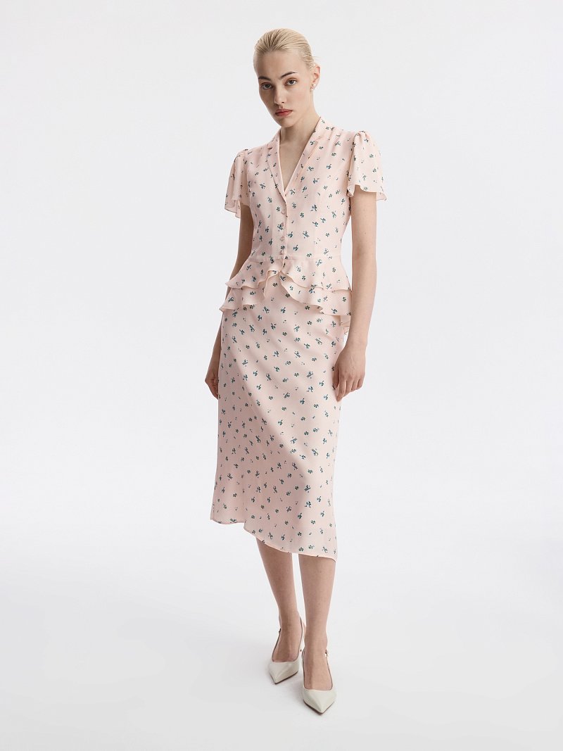 Атласная блуза в цветочек (Р158)