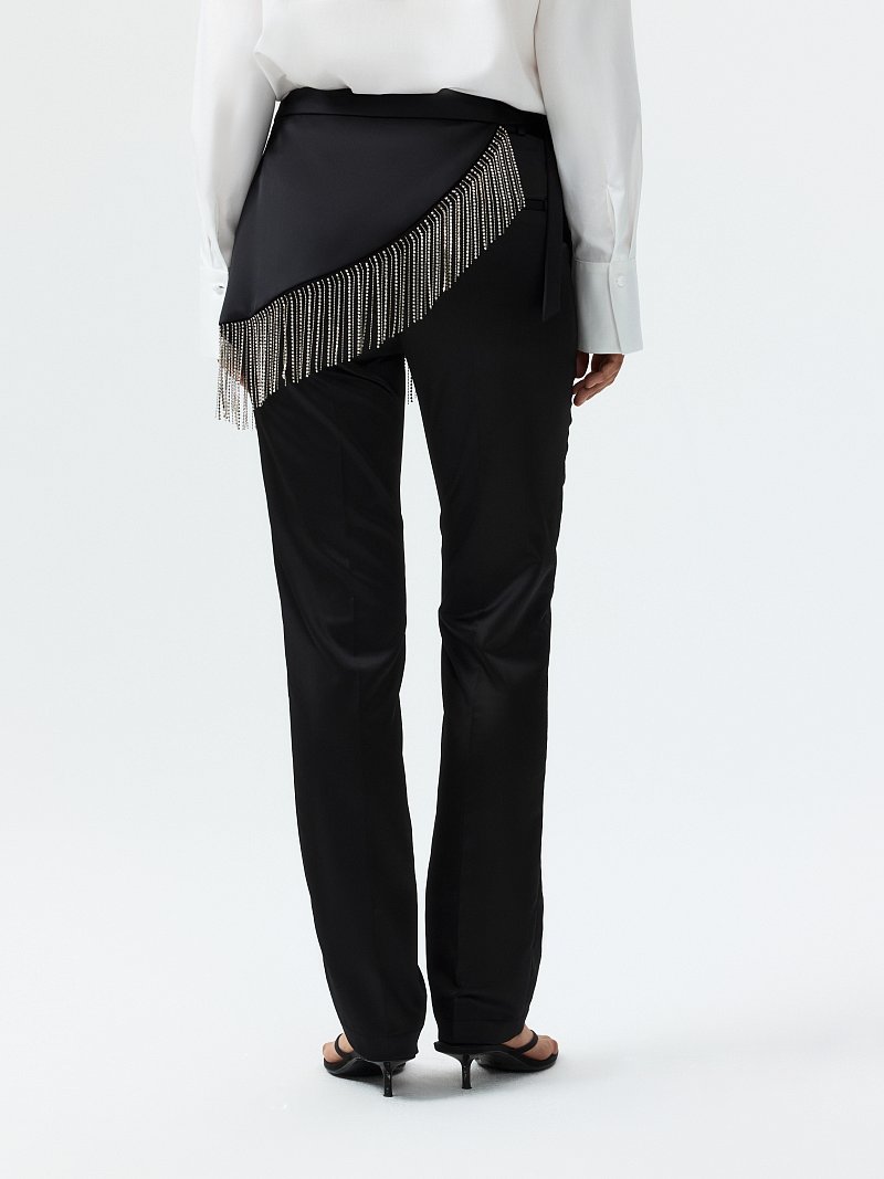 Атласные брюки со съемной баской
