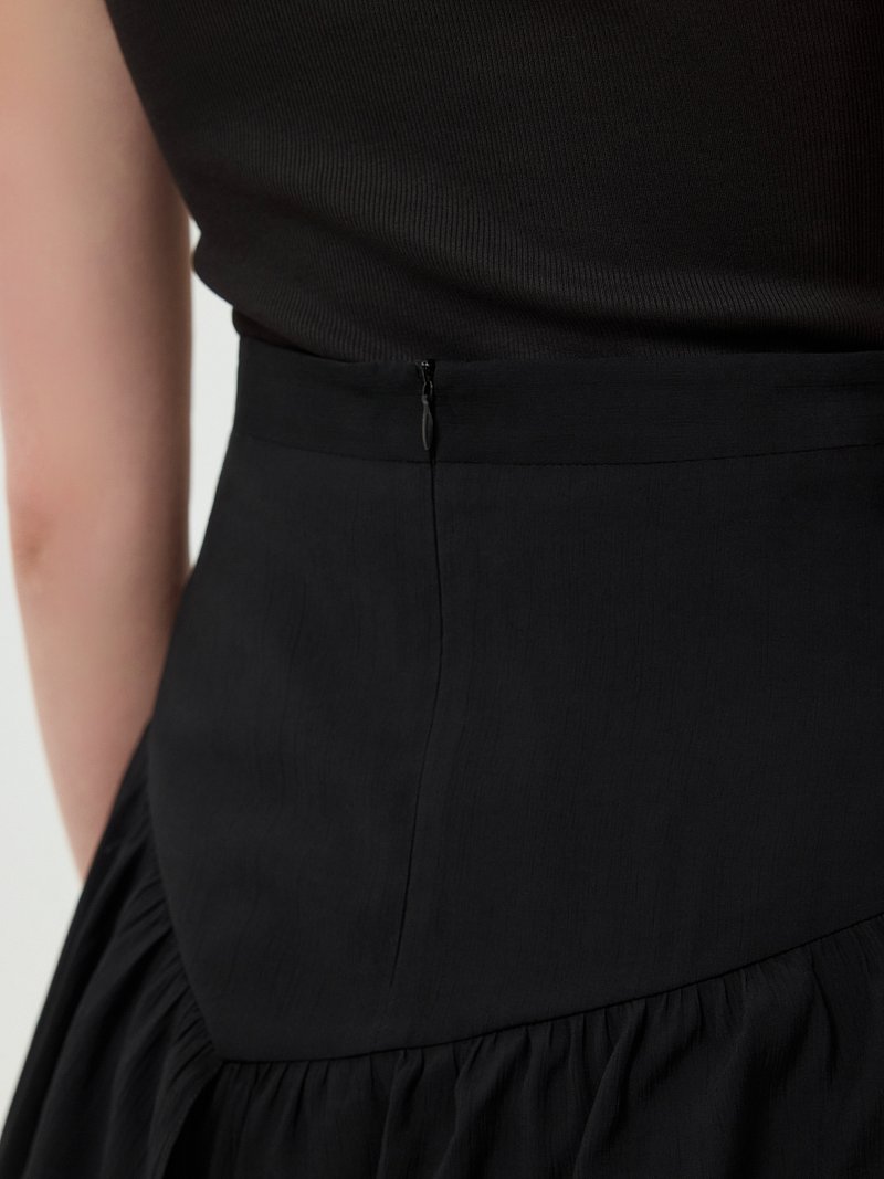 Асимметричная юбка с воланами