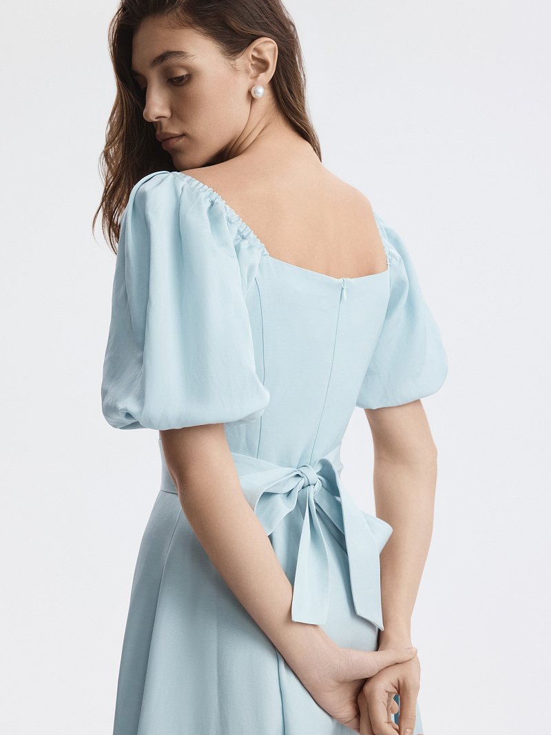 Расклешенное платье со льном (Р158)