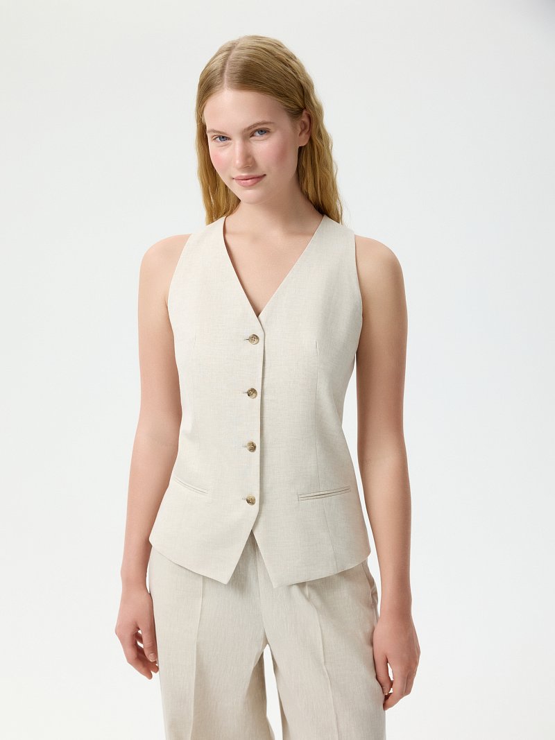 Жилет из хлопка и льна