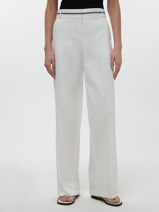 Хлопковые брюки с акцентным поясом: фото №2