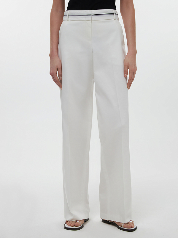 Хлопковые брюки с акцентным поясом