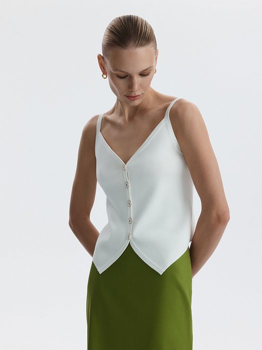 Вязаный топ на бретелях: фото №3