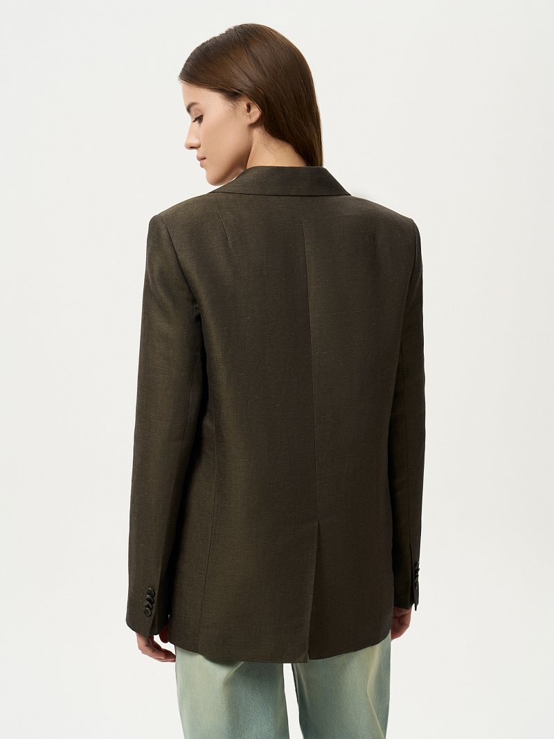 Прямой жакет изо льна (Р158)