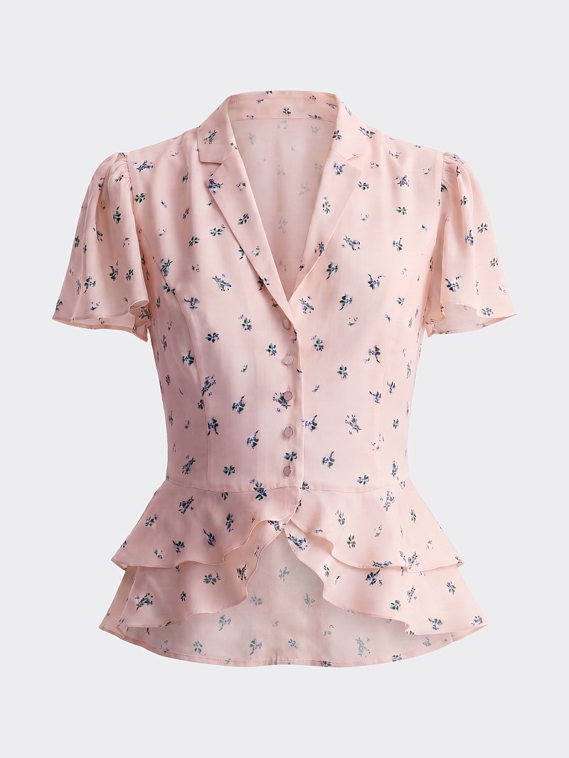 Атласная блуза в цветочек