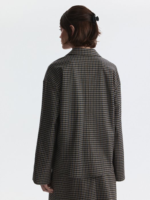Жакет в клетку с поясом: фото №5