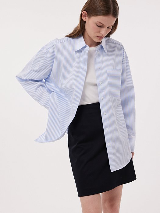 Рубашка из хлопка в полоску: фото №2