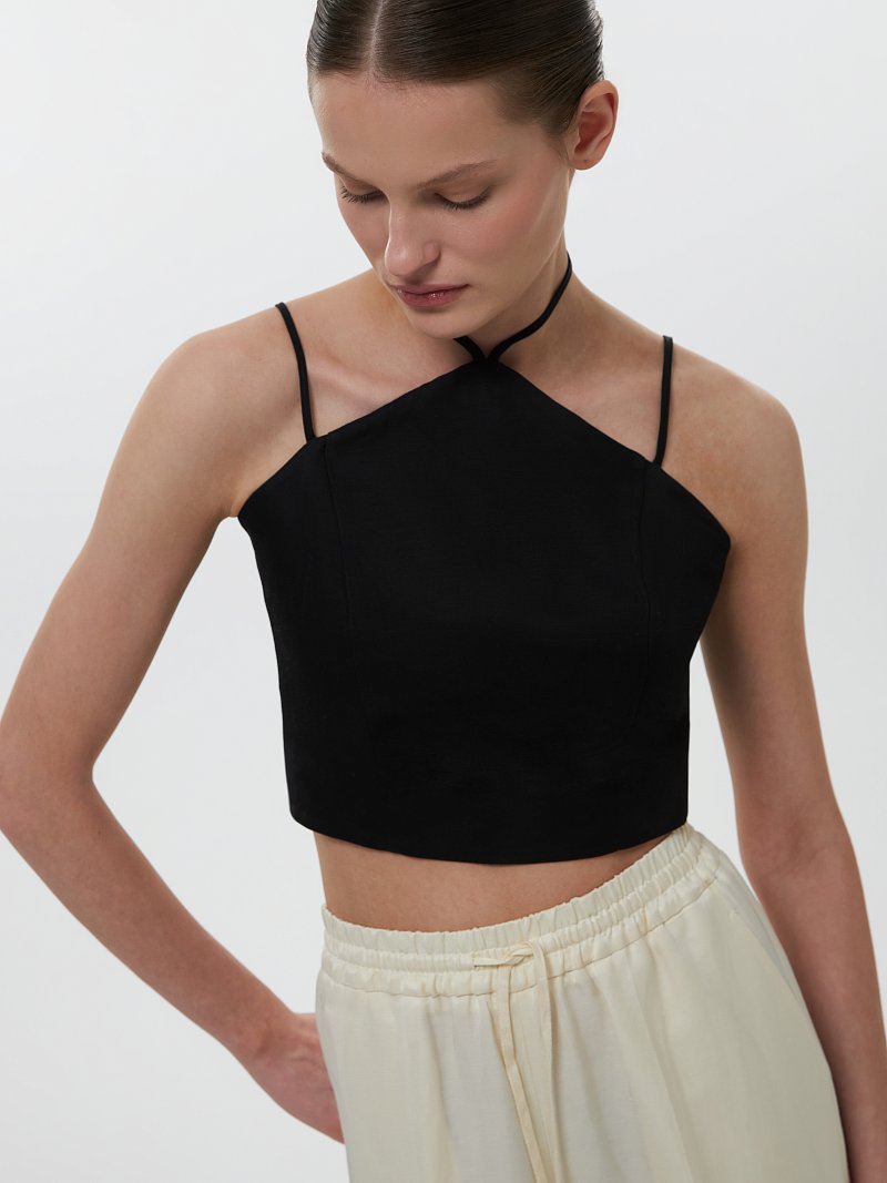 Укороченный топ со льном