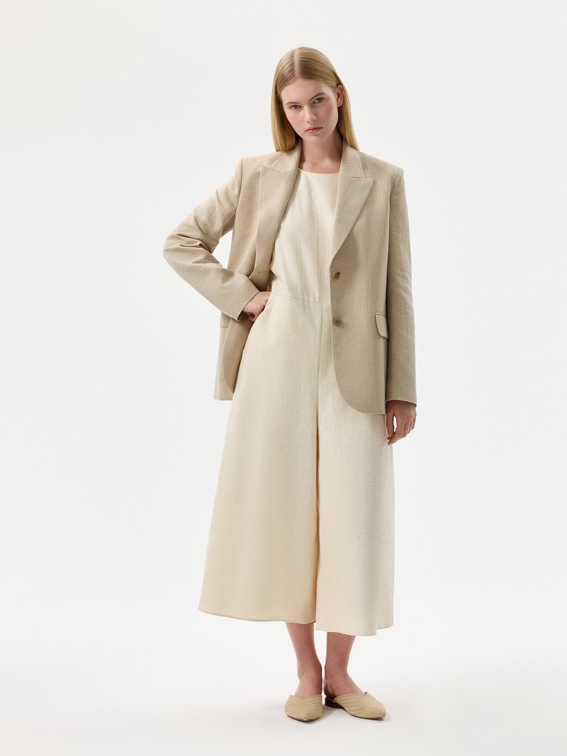 Прямой жакет из смесового льна