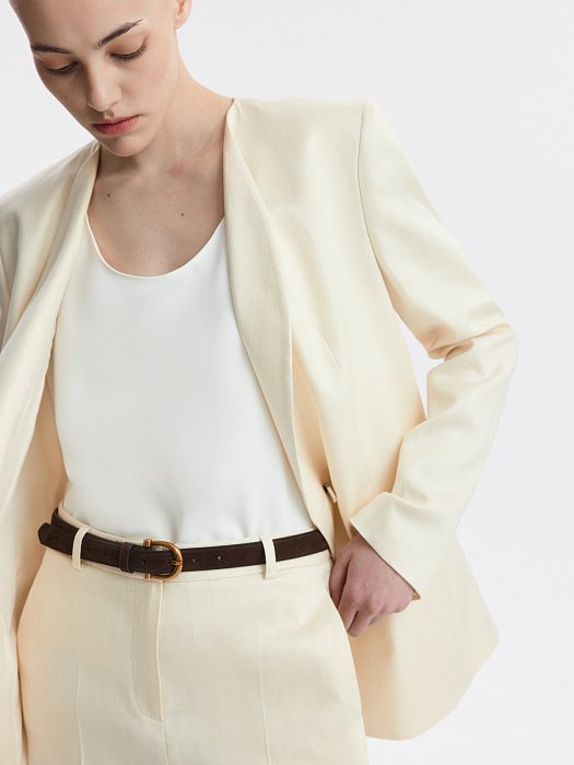 Двубортный жакет из тенселя и льна (Р158): фото №6