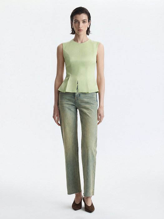 Атласный топ с баской: фото №2