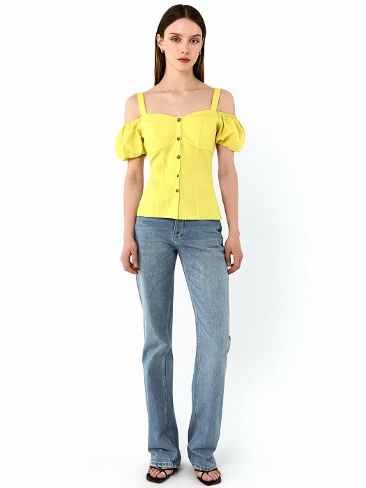 Блуза с рукавами-фонариками и рельефами: фото №2