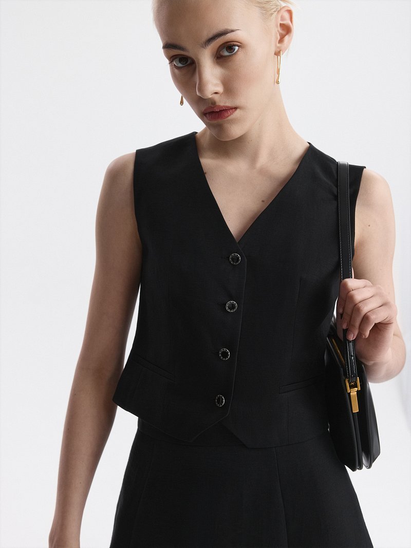 Приталенный жилет изо льна