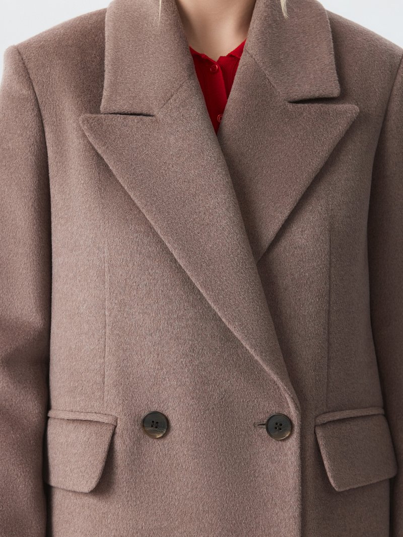 Двубортное пальто с шерстью (Р158)