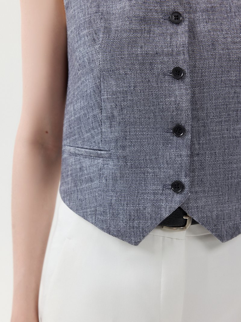 Прямой жилет со льном