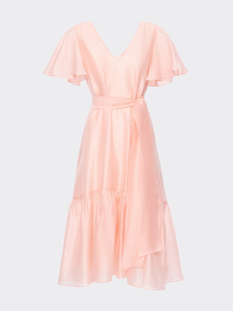 Расклешенное платье из из атласной ткани