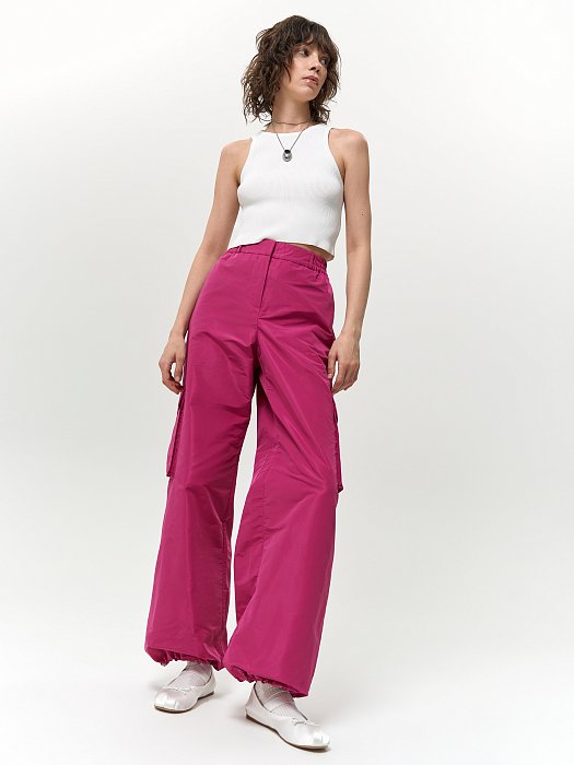 Брюки-карго из плащевой ткани: фото №2