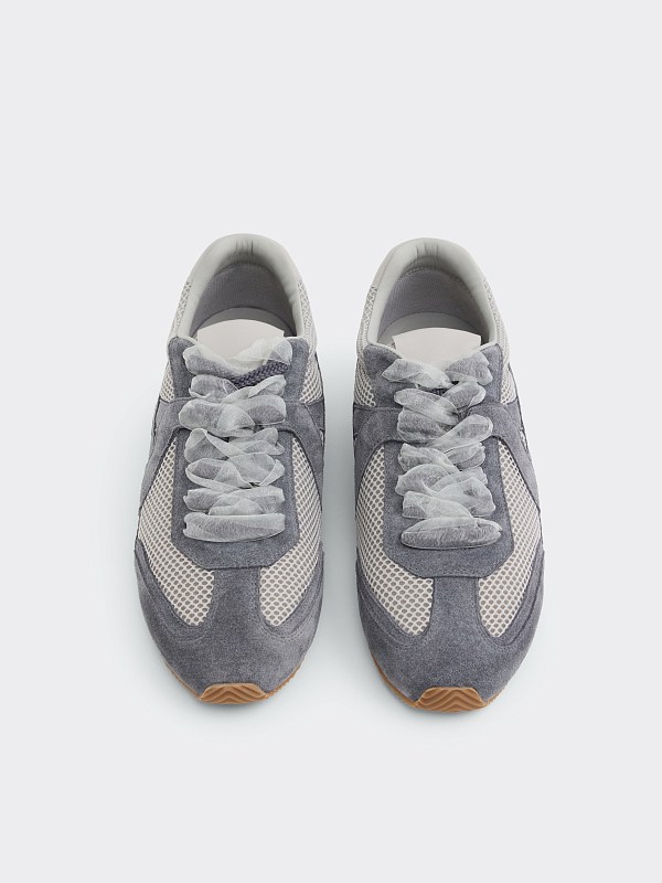 Сетчатые кеды с замшей